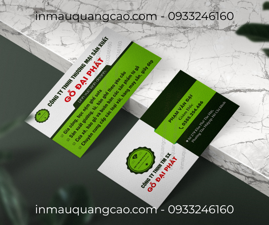 Mẫu card visit cty gỗ, in card visit giá rẻ tại Phường Tân Khánh Bình Dương TPHCM